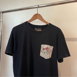 Naked & Famous Denim Black Tee with Floral Pocket